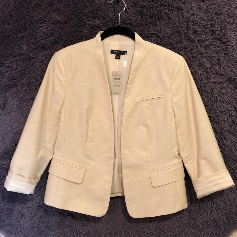 Ivory Linen Cropped Blazer